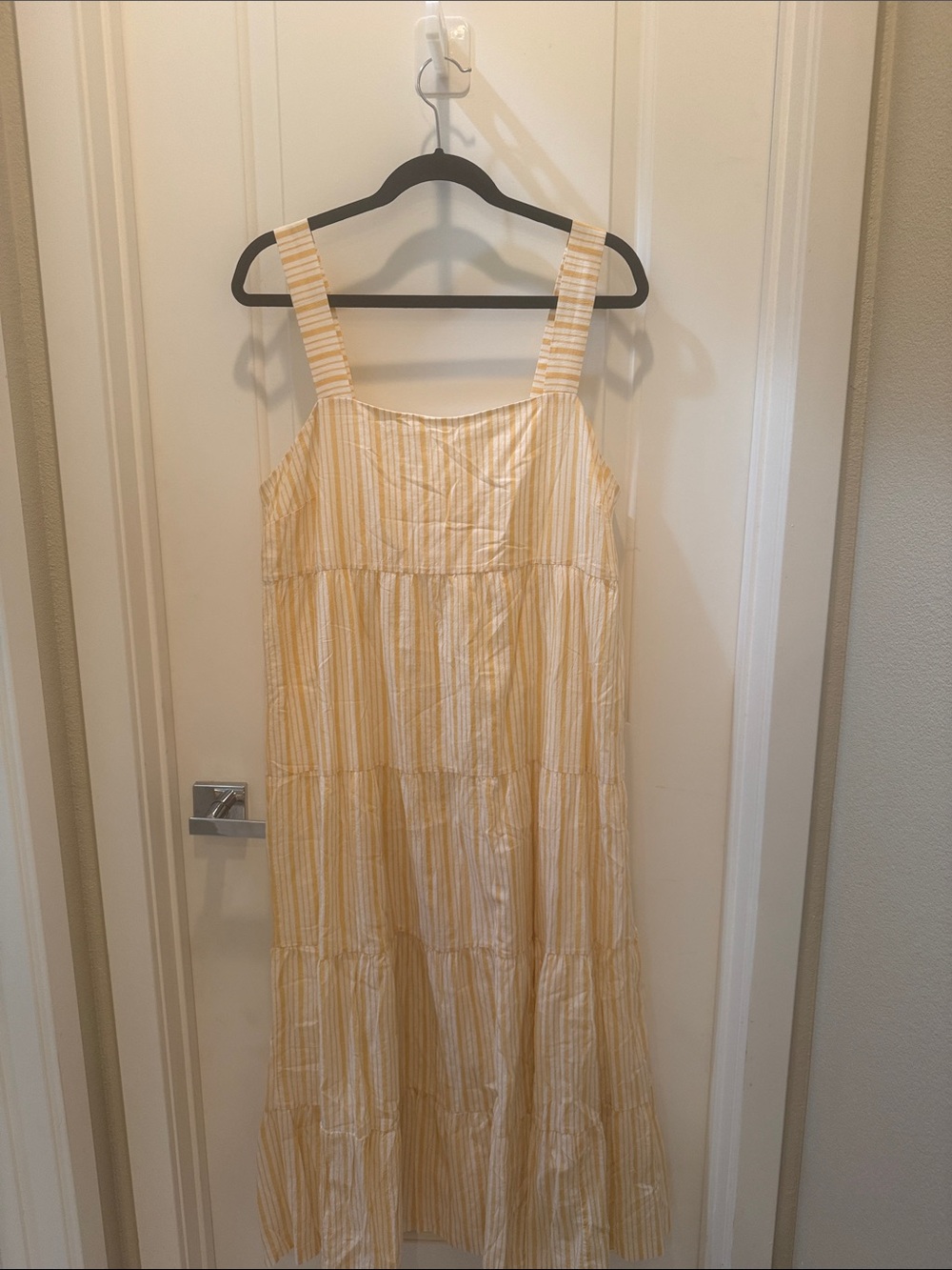 Madewell Yellow Stripe Sleeveless Tiered Sundress